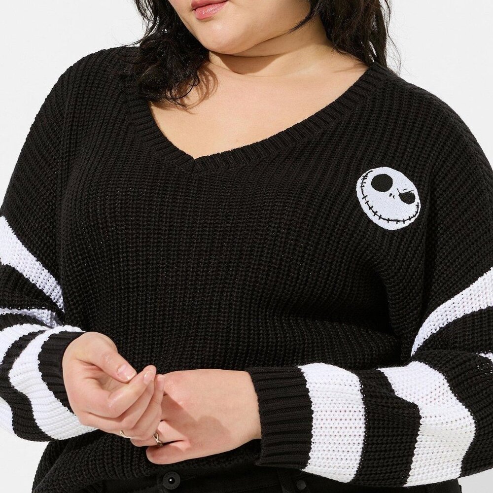 TORRID Disney Nightmare Before Christmas Jack V-Neck Knit Sweater 1 1X 14-16